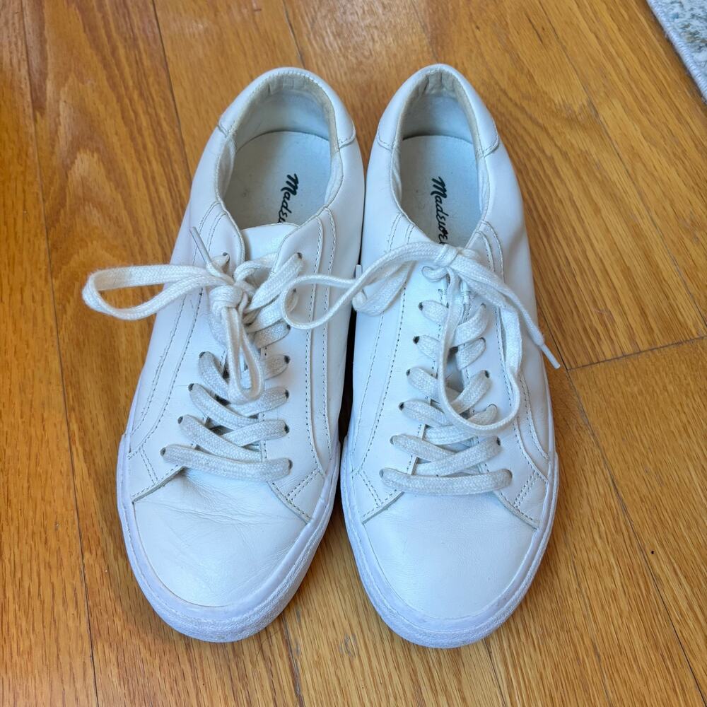 Madewell Leather Sidewalk Low Top Sneakers Summer Off White Women's Size 7.5